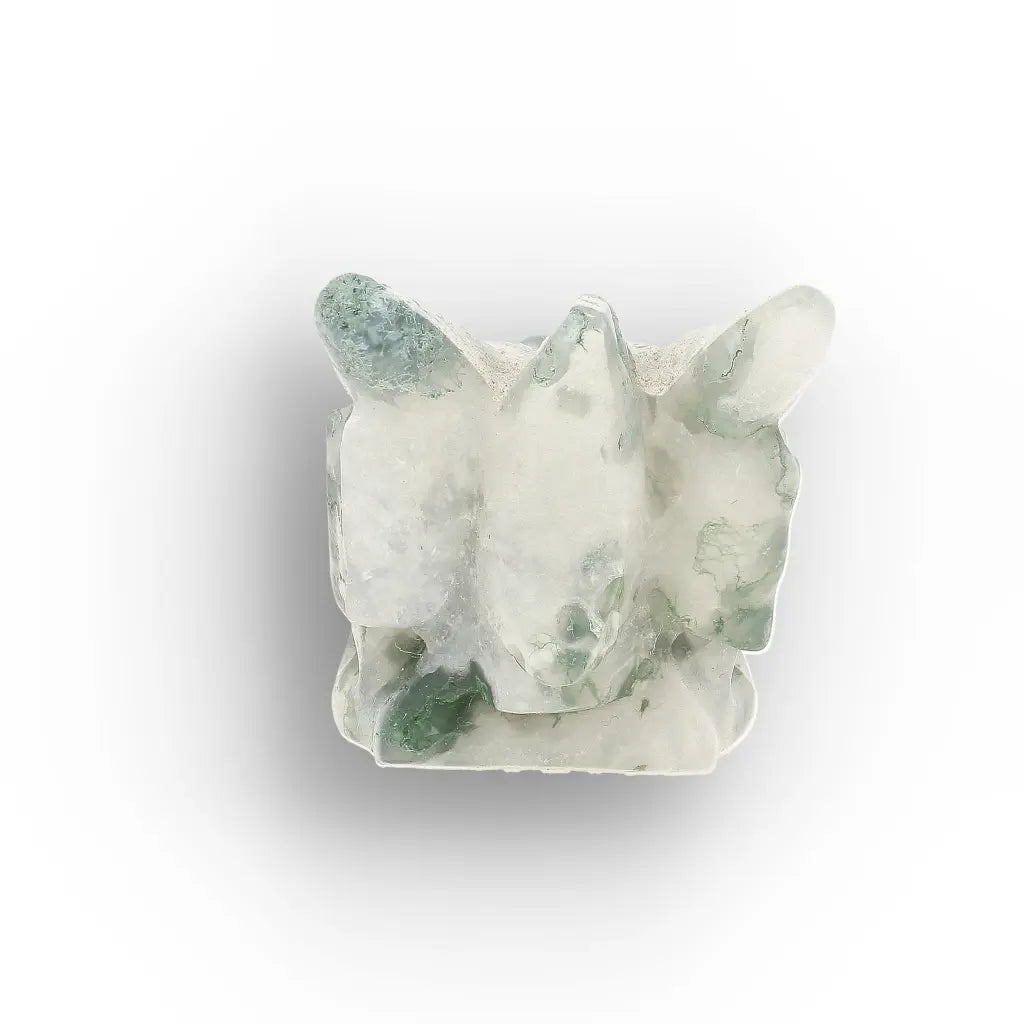 Moss Agate Dragon Carving with Natural Green Inclusions