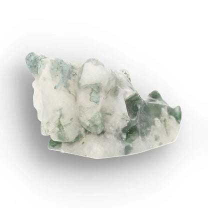 Moss Agate Dragon Carving with Natural Green Inclusions