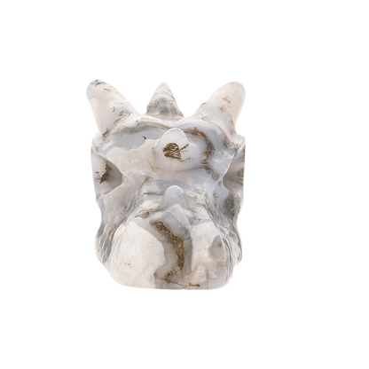 Moss Agate Dragon Carving with Natural Green Inclusions
