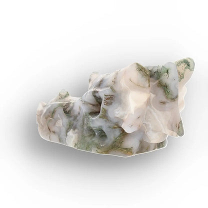 Moss Agate Dragon Carving with Natural Green Inclusions