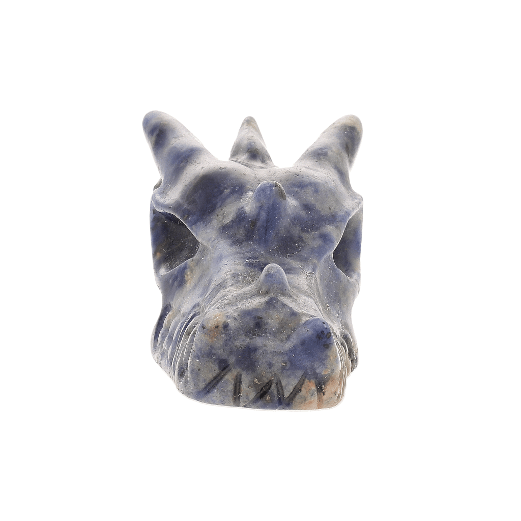 Sodalite Dragon Skull with Natural Blue and White Patterns