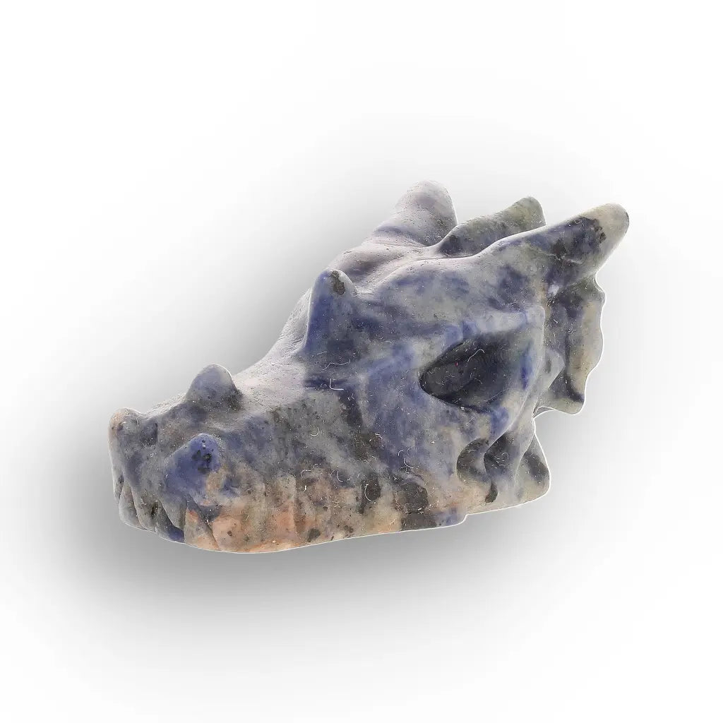 Sodalite Dragon Skull with Natural Blue and White Patterns