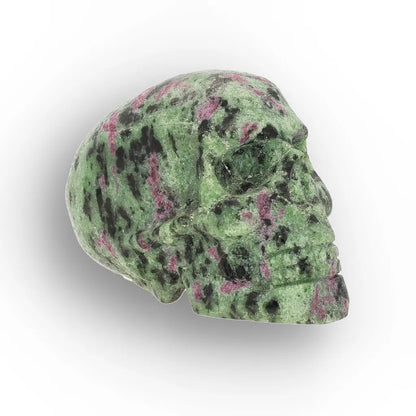 Get your Ruby Zoisite Skull Carving – Passion, Growth & Vitality Crystal online now or in store at Forever Gems in Franschhoek, South Africa