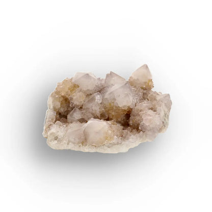 Iron-Rich Spirit Quartz Plate with Peachy Amethyst Points