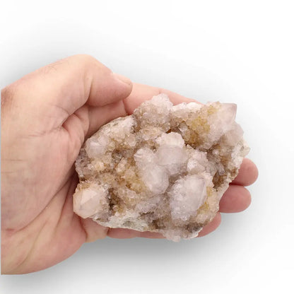 Iron-Rich Spirit Quartz Plate with Peachy Amethyst Points