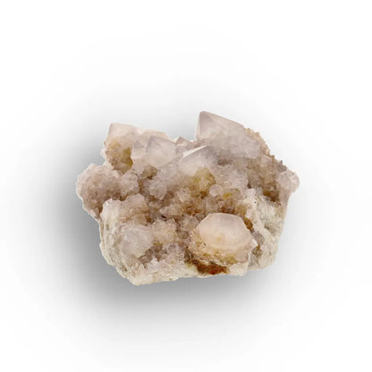Iron-Rich Spirit Quartz Plate with Peachy Amethyst Points