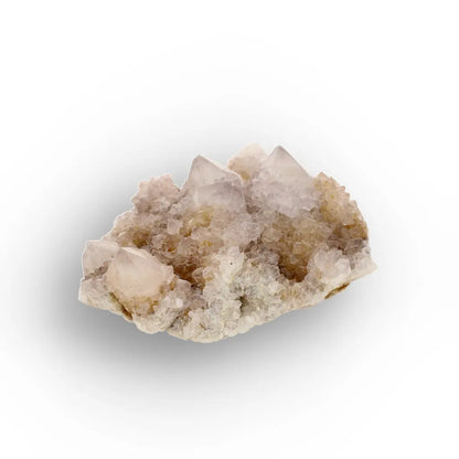 Iron-Rich Spirit Quartz Plate with Peachy Amethyst Points