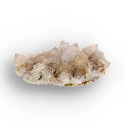 Iron-Rich Spirit Quartz Plate with Peachy Amethyst Points
