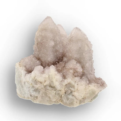 Twin-Point Spirit Quartz Cluster with Rosette Detail
