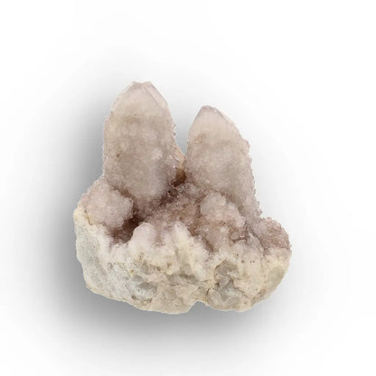 Twin-Point Spirit Quartz Cluster with Rosette Detail