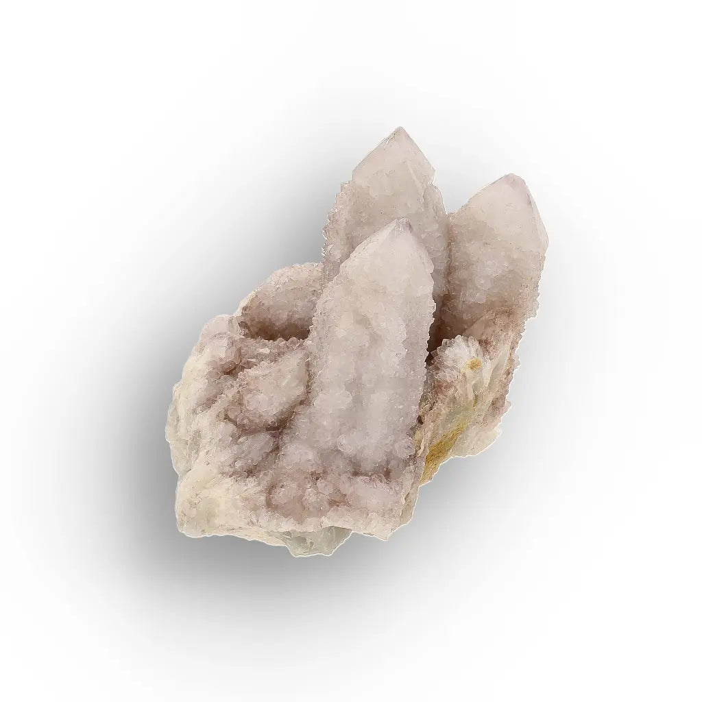 Twin-Point Spirit Quartz Cluster with Rosette Detail