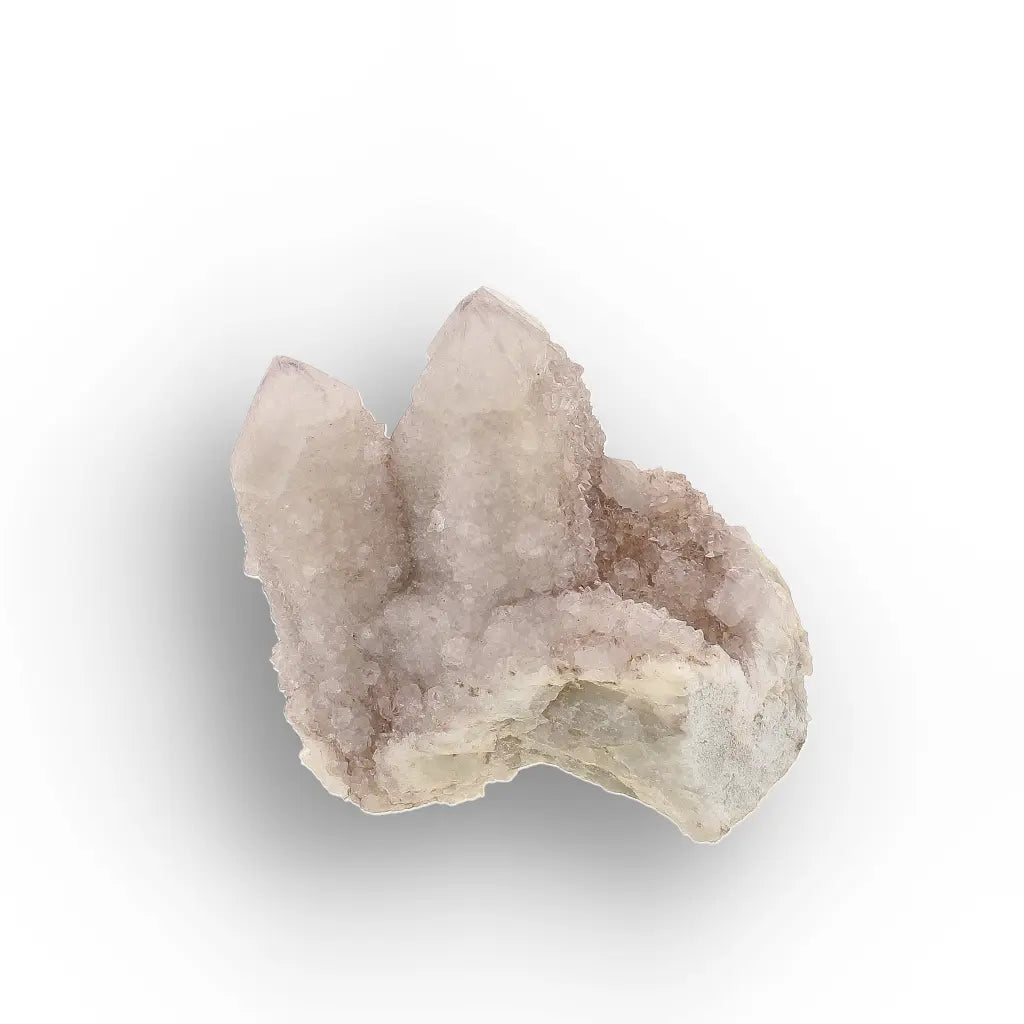 Twin-Point Spirit Quartz Cluster with Rosette Detail