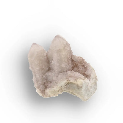 Twin-Point Spirit Quartz Cluster with Rosette Detail