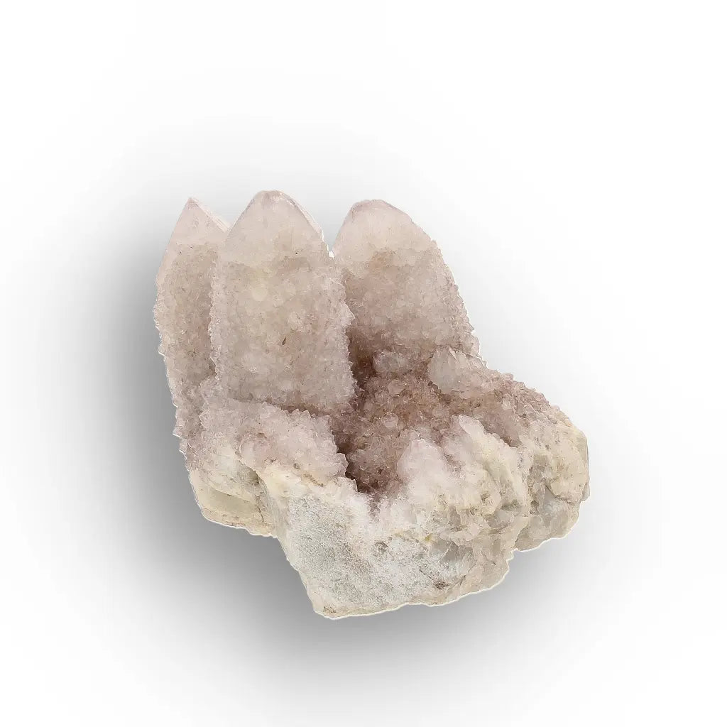 Twin-Point Spirit Quartz Cluster with Rosette Detail