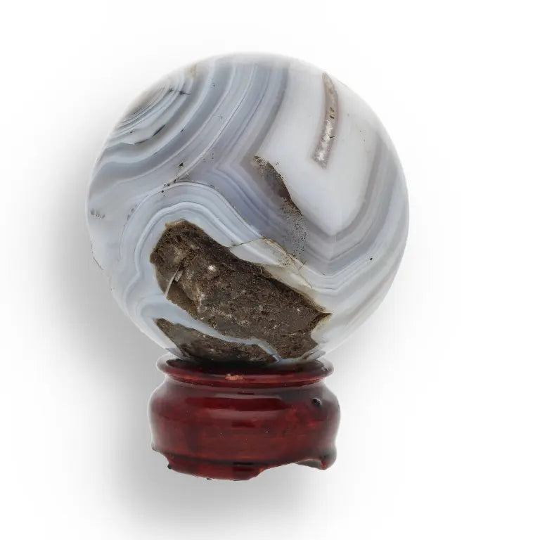 Get your Agate Sphere - Blue Gray Banded Crystal Ball for Emotional Balance online now or in store at Forever Gems in Franschhoek, South Africa