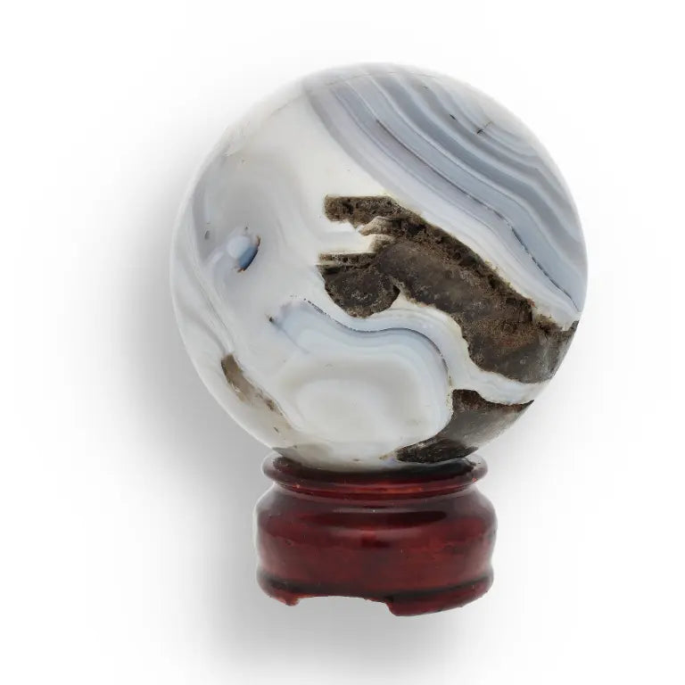 Get your Agate Sphere - Blue Gray Banded Crystal Ball for Emotional Balance online now or in store at Forever Gems in Franschhoek, South Africa