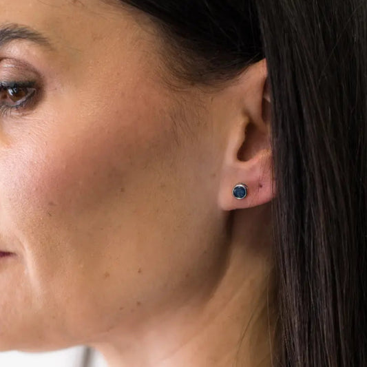 Get your Blue Sapphire Tube Set Stud Earrings Silver online now or in store at Forever Gems in Franschhoek, South Africa