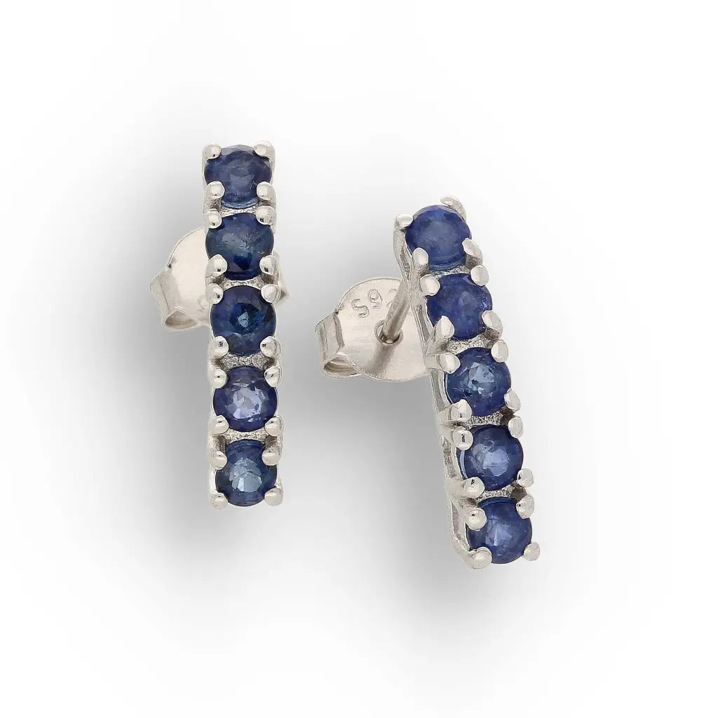 Get your Blue Sapphire Five-Stone Bar Stud Earrings online now or in store at Forever Gems in Franschhoek, South Africa