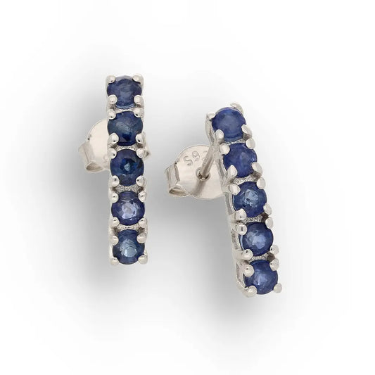 Get your Natural Blue Sapphire Five-Stone Bar Stud Earrings in 925 Sterling Silve online now or in store at Forever Gems in Franschhoek, South Africa