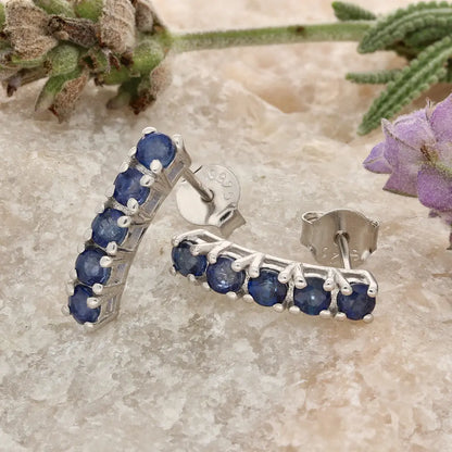 Get your Blue Sapphire Five-Stone Bar Stud Earrings online now or in store at Forever Gems in Franschhoek, South Africa
