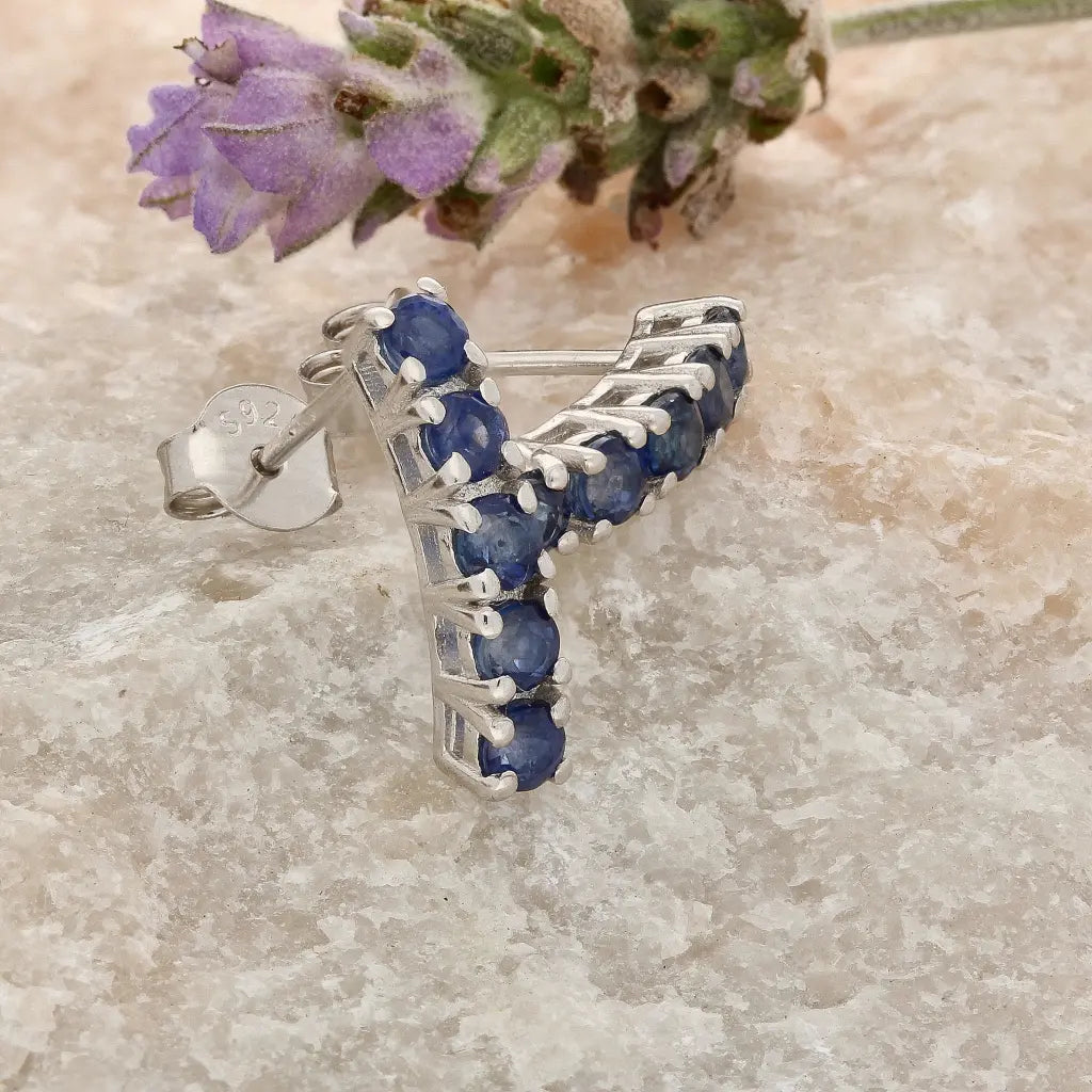 Get your Blue Sapphire Five-Stone Bar Stud Earrings online now or in store at Forever Gems in Franschhoek, South Africa