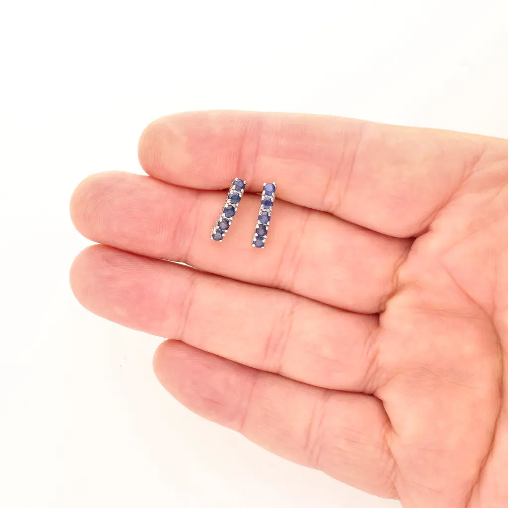 Get your Blue Sapphire Five-Stone Bar Stud Earrings online now or in store at Forever Gems in Franschhoek, South Africa