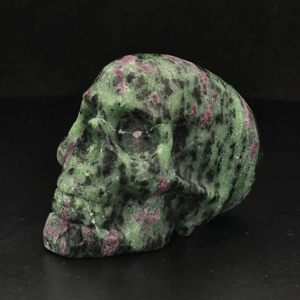 Ruby Zoisite Skull: Fusion of Passion & Growth