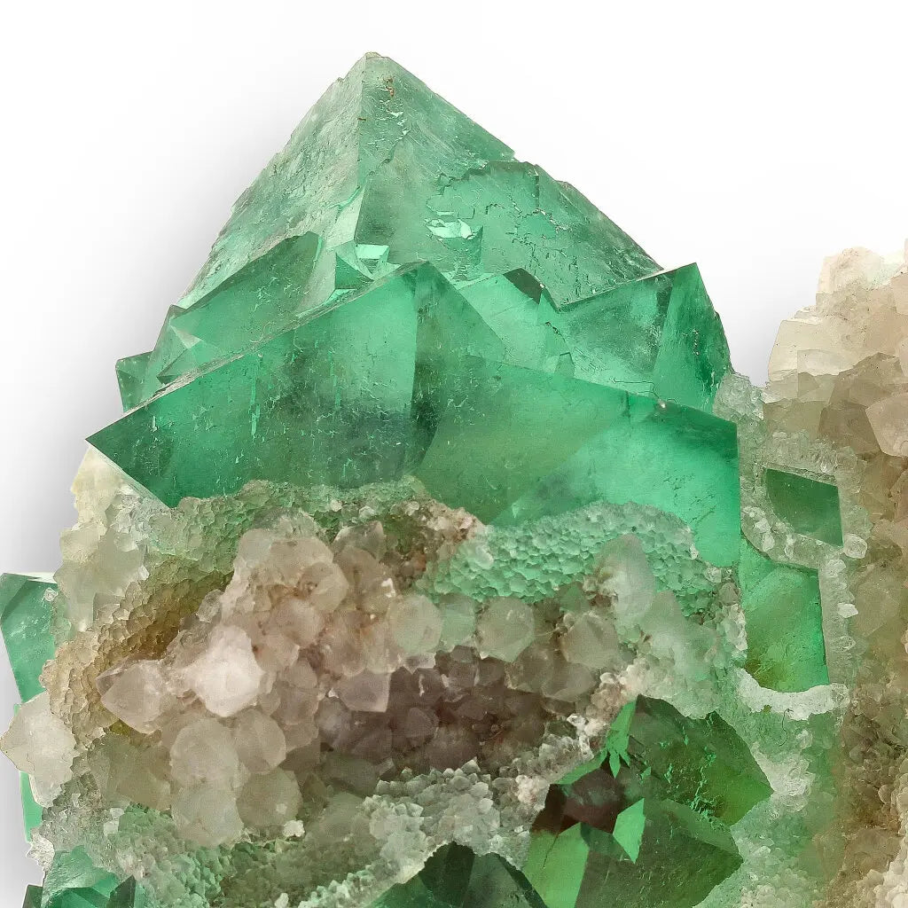 Get your Rare Green Fluorite Octahedral Crystal Cluster with Quartz - Riemvasmaak, Northern Cape, South Africa online now or in store at Forever Gems in Franschhoek, South Africa