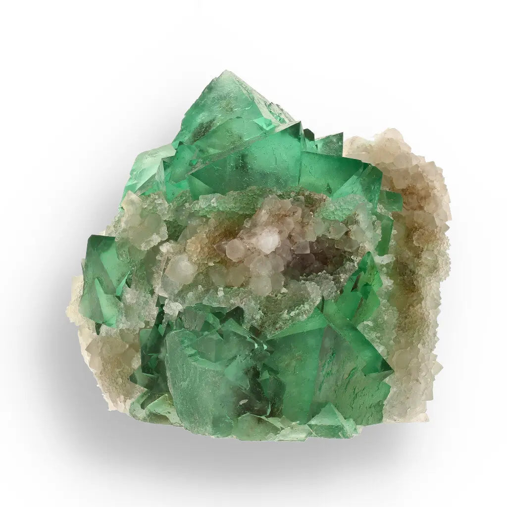 Get your Rare Green Fluorite Octahedral Crystal Cluster with Quartz - Riemvasmaak, Northern Cape, South Africa online now or in store at Forever Gems in Franschhoek, South Africa