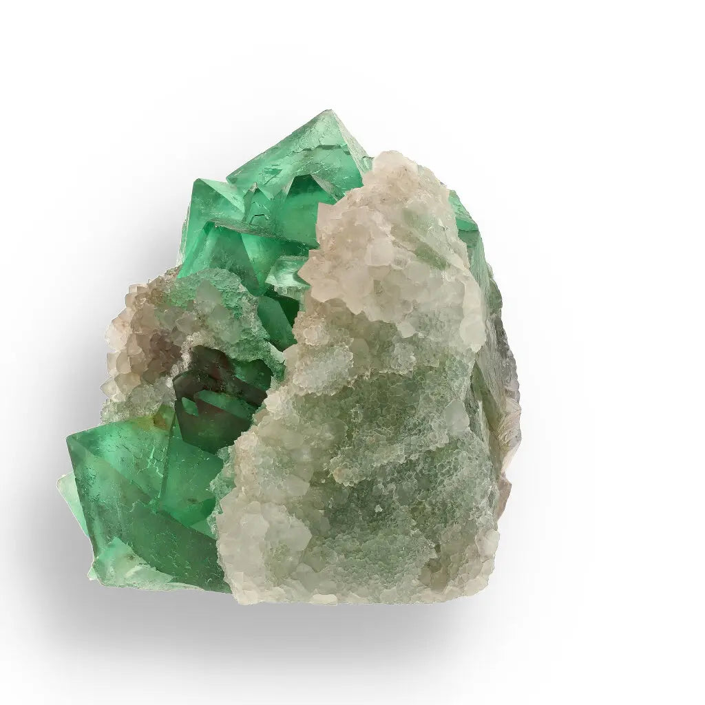 Get your Rare Green Fluorite Octahedral Crystal Cluster with Quartz - Riemvasmaak, Northern Cape, South Africa online now or in store at Forever Gems in Franschhoek, South Africa