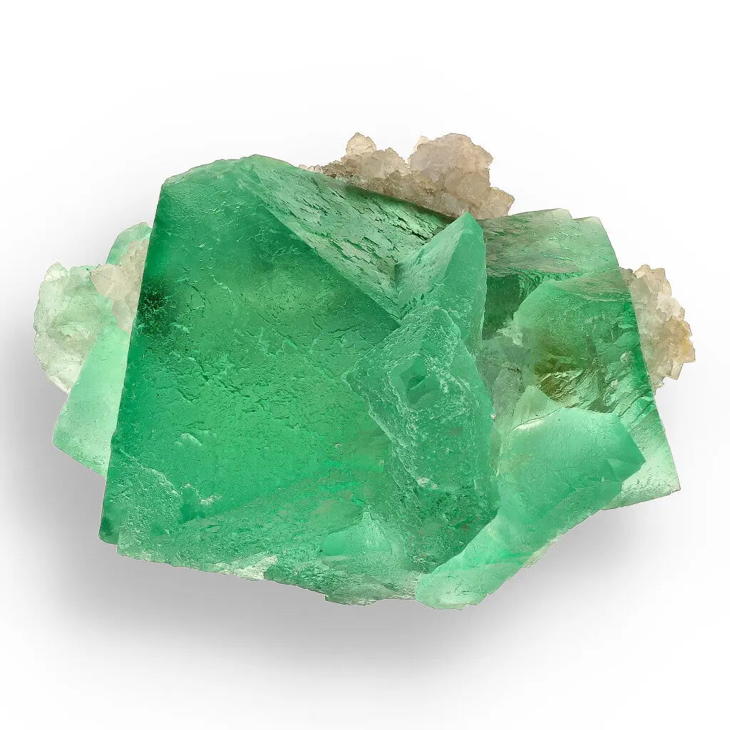 Get your Vibrant Green Fluorite Octahedral Crystal Cluster with Quartz - Riemvasmaak, Northern Cape, South Africa online now or in store at Forever Gems in Franschhoek, South Africa