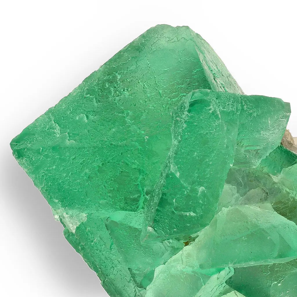 Get your Vibrant Green Fluorite Octahedral Crystal Cluster with Quartz - Riemvasmaak, Northern Cape, South Africa online now or in store at Forever Gems in Franschhoek, South Africa