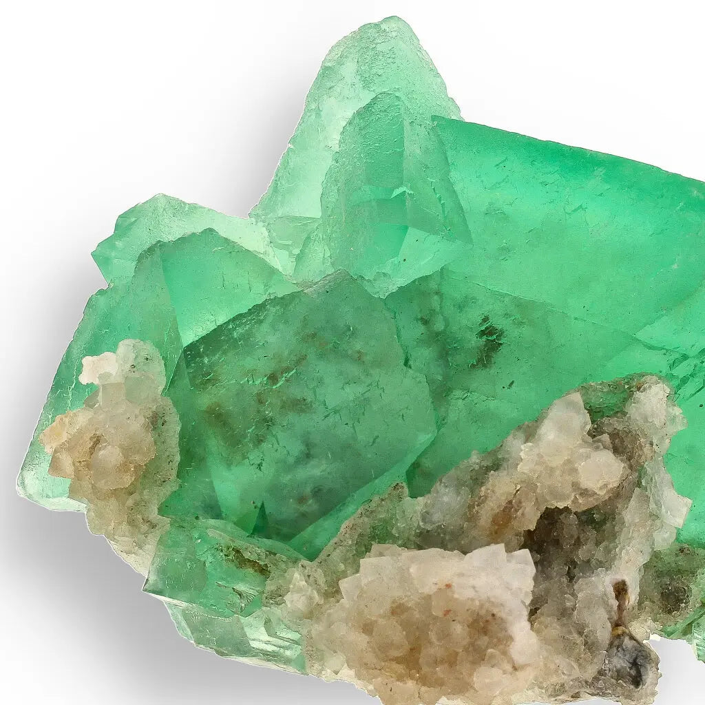 Get your Vibrant Green Fluorite Octahedral Crystal Cluster with Quartz - Riemvasmaak, Northern Cape, South Africa online now or in store at Forever Gems in Franschhoek, South Africa