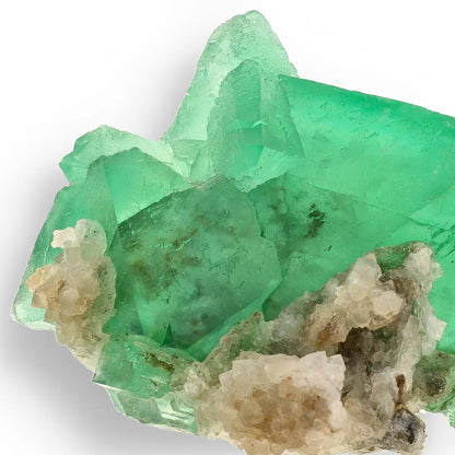 Get your Vibrant Green Fluorite Octahedral Crystal Cluster with Quartz - Riemvasmaak, Northern Cape, South Africa online now or in store at Forever Gems in Franschhoek, South Africa