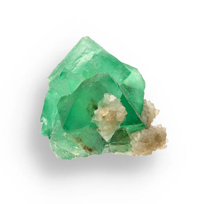 Get your Vibrant Green Fluorite Octahedral Crystal Cluster with Quartz - Riemvasmaak, Northern Cape, South Africa online now or in store at Forever Gems in Franschhoek, South Africa