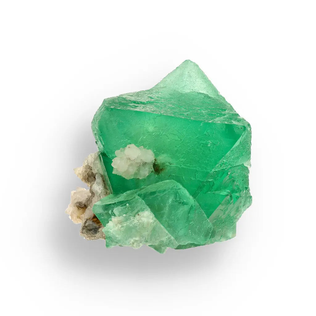 Get your Vibrant Green Fluorite Octahedral Crystal Cluster with Quartz - Riemvasmaak, Northern Cape, South Africa online now or in store at Forever Gems in Franschhoek, South Africa