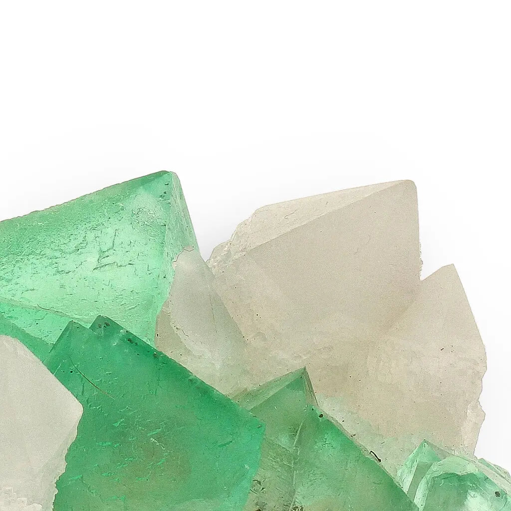 Get your Rare Green Fluorite Octahedral Crystal Cluster with White Quartz - Riemvasmaak, Northern Cape, South Africa online now or in store at Forever Gems in Franschhoek, South Africa