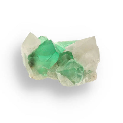 Get your Rare Green Fluorite Octahedral Crystal Cluster with White Quartz - Riemvasmaak, Northern Cape, South Africa online now or in store at Forever Gems in Franschhoek, South Africa