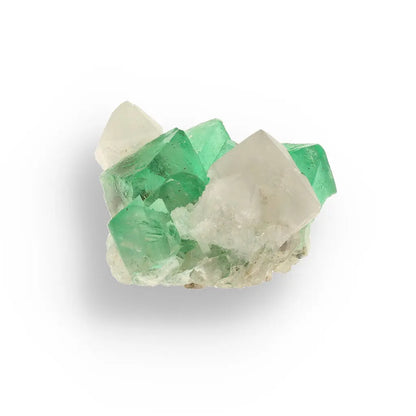 Get your Rare Green Fluorite Octahedral Crystal Cluster with White Quartz - Riemvasmaak, Northern Cape, South Africa online now or in store at Forever Gems in Franschhoek, South Africa