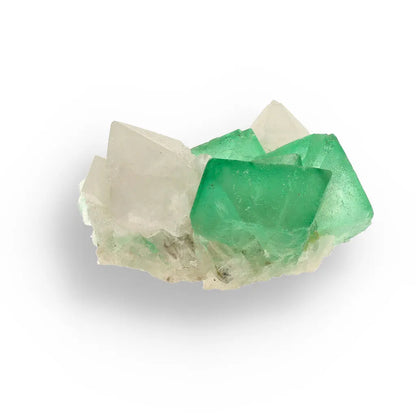 Get your Rare Green Fluorite Octahedral Crystal Cluster with White Quartz - Riemvasmaak, Northern Cape, South Africa online now or in store at Forever Gems in Franschhoek, South Africa