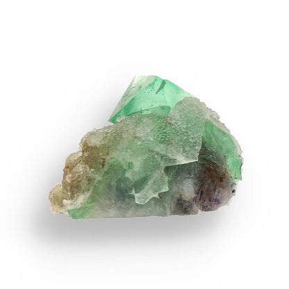 Get your Exceptional Green Fluorite Octahedron with Purple Core on White Druzy Quartz - Riemvasmaak, Northern Cape, South Africa online now or in store at Forever Gems in Franschhoek, South Africa