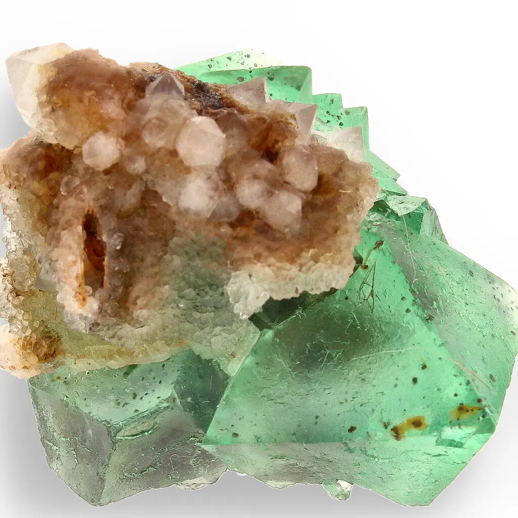 Get your Small Green Fluorite Octahedral Cluster with Purple Core and Quartz - Riemvasmaak, Northern Cape, South Africa online now or in store at Forever Gems in Franschhoek, South Africa