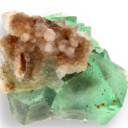 Get your Small Green Fluorite Octahedral Cluster with Purple Core and Quartz - Riemvasmaak, Northern Cape, South Africa online now or in store at Forever Gems in Franschhoek, South Africa