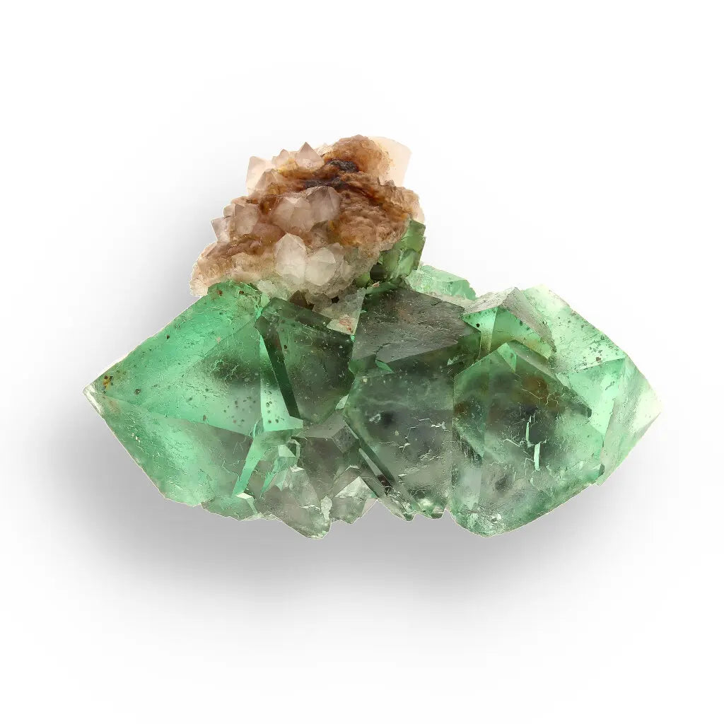 Get your Small Green Fluorite Octahedral Cluster with Purple Core and Quartz - Riemvasmaak, Northern Cape, South Africa online now or in store at Forever Gems in Franschhoek, South Africa