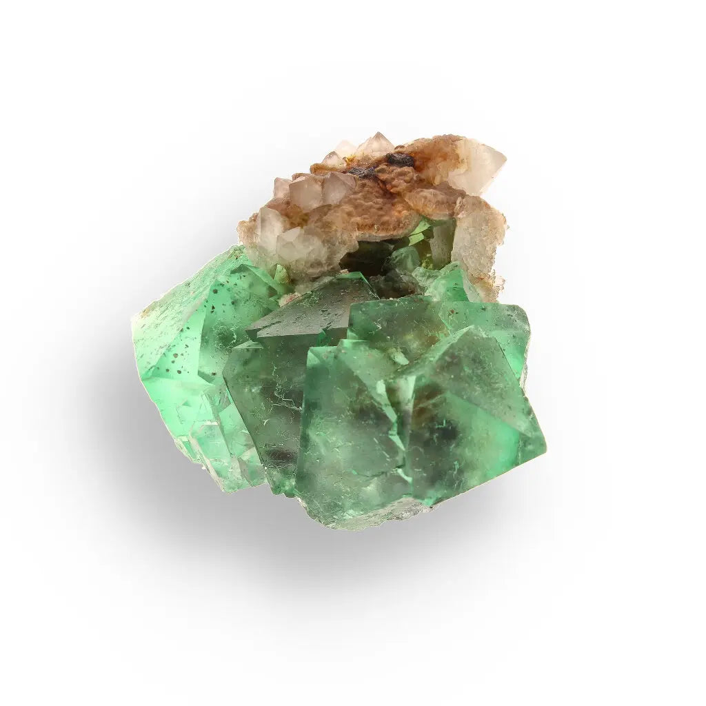 Get your Small Green Fluorite Octahedral Cluster with Purple Core and Quartz - Riemvasmaak, Northern Cape, South Africa online now or in store at Forever Gems in Franschhoek, South Africa