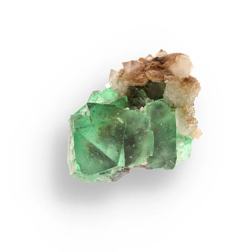 Get your Small Green Fluorite Octahedral Cluster with Purple Core and Quartz - Riemvasmaak, Northern Cape, South Africa online now or in store at Forever Gems in Franschhoek, South Africa