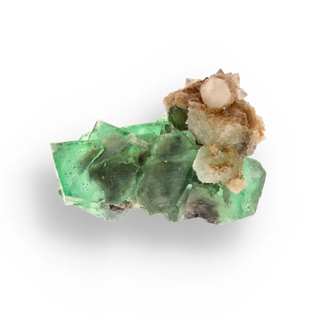 Get your Small Green Fluorite Octahedral Cluster with Purple Core and Quartz - Riemvasmaak, Northern Cape, South Africa online now or in store at Forever Gems in Franschhoek, South Africa