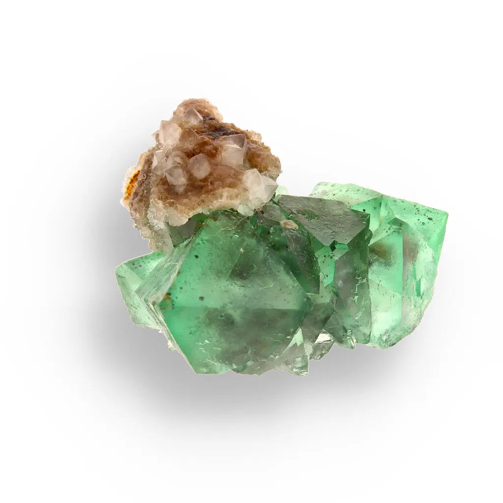 Get your Small Green Fluorite Octahedral Cluster with Purple Core and Quartz - Riemvasmaak, Northern Cape, South Africa online now or in store at Forever Gems in Franschhoek, South Africa
