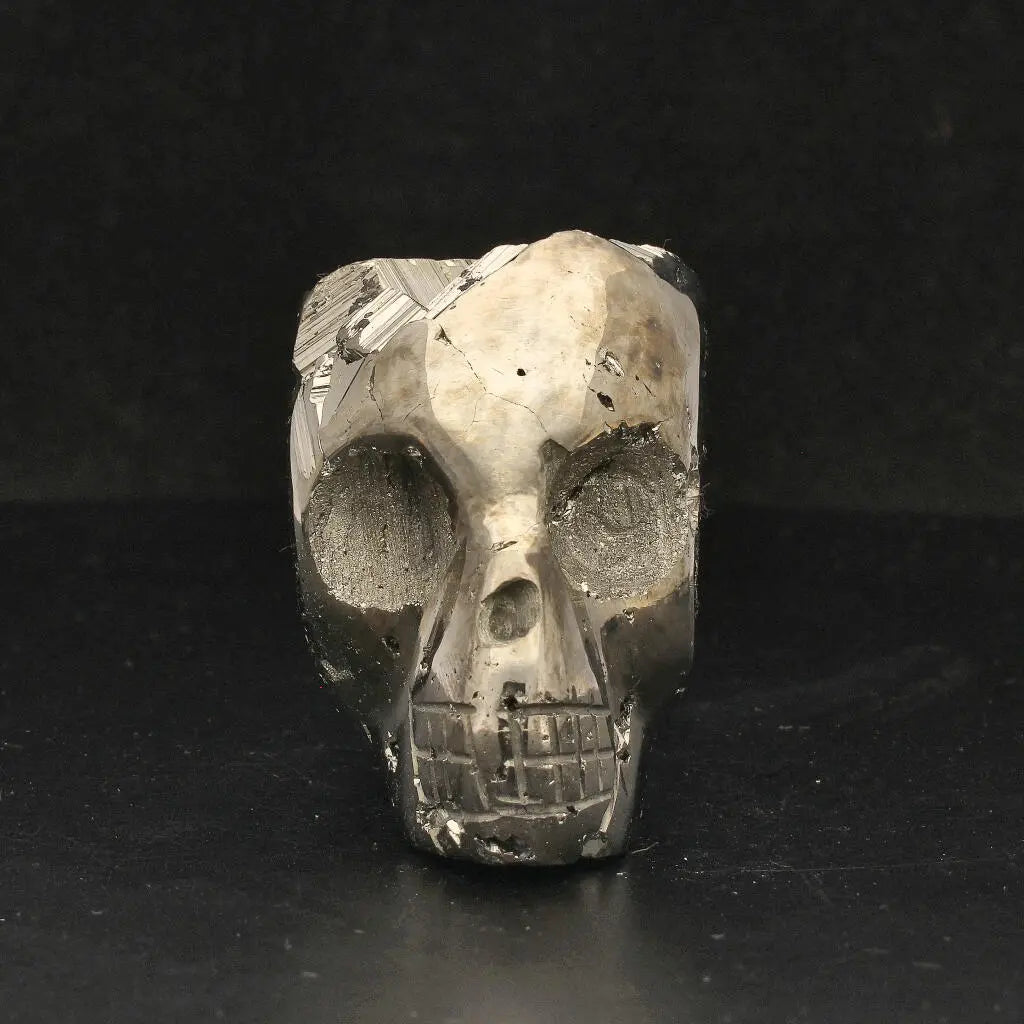 Buy your Unique Pyrite Carved Skull: Protection, Prosperity, and Ancient Magic online now or in store at Forever Gems in Franschhoek, South Africa
