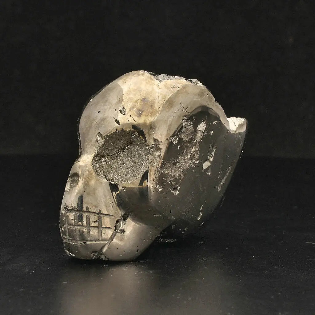 Buy your Unique Pyrite Carved Skull: Protection, Prosperity, and Ancient Magic online now or in store at Forever Gems in Franschhoek, South Africa